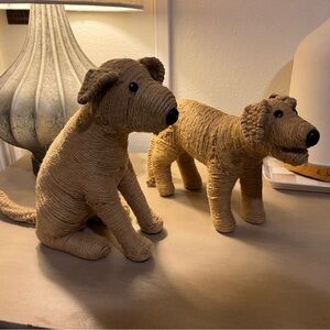Rare Burlap dog home decor x2